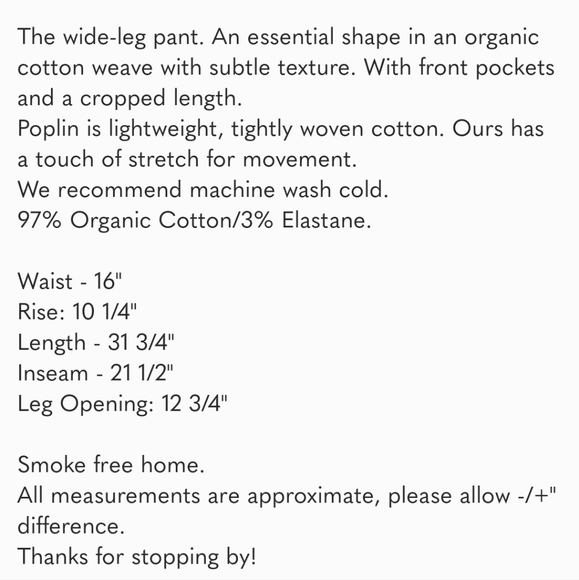 Eileen Fisher Organic Cotton Stretch Poplin Cropped Pants, Petite Large. - Picture 8 of 9